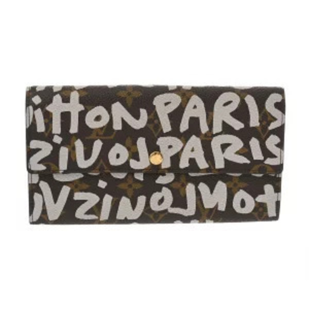 Louis Vuitton Monogram Graffiti Portefeuille Sarah Silver Canvas Long Wallet